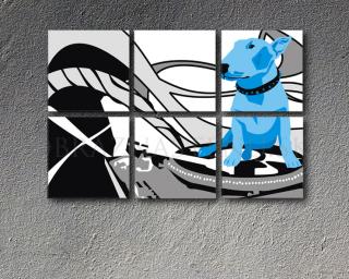 Maľovaný POP ART obraz na stenu Dog and DJ´S