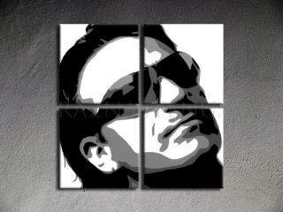 Ručne maľovaný POP Art Bono-U2 4 dielny 100x100cm