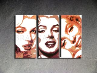 Ručne maľovaný POP Art Marilyn Monroe 3 dielny 120x80cm