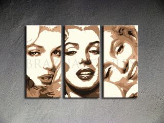 Ručne maľovaný POP Art Marilyn MONROE 3 dielny 120x80cm