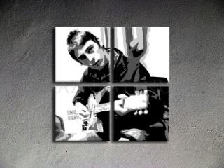 Ručne maľovaný POP Art Paul Weller 4 dielny 100x100cm
