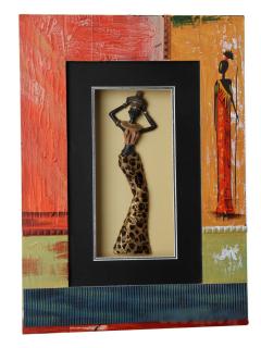 Dedra Plastika afričanky ve zdobeném ručně malovaném rámu