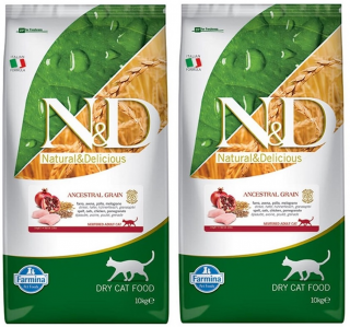 N&D Ancestral Grain Cat Neutered Chicken Pomegranate 2 x 10 kg