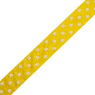 Stuha rypsová 127 305 258 š.25mm 20m/bal. žlutá s puntíky DOPRODEJ (cena / balení)