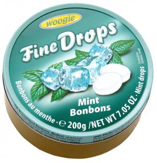 Woogie Fine Drops bonbóny v plechové dóze, máta 200g  - originál z Německa