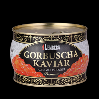Kaviár z divokého lososa GORBUŠA, Premium, 400g