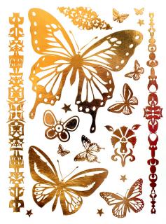 Metalické nalepovací tetování XL / Butterfly