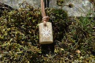 Amulet skandinávské slunce, ÆTT kutatá kožené šňůrka: VINTAGE tmavohnědá - 2 mm