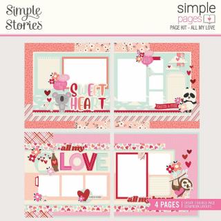 Simple Stories  - SIMPLE PAGES / MY LOVE - sada 4 scrapbookových stránek