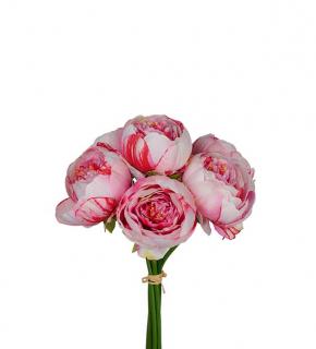 Umělá květina - Pivoňka žíhaná růžová svazek 30cm