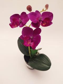 Umělá rostlina - Orchidea mini fialová 23cm