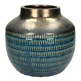 Váza keramická modro zlatá 20x22x22cm