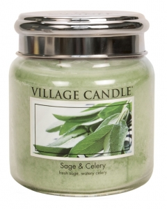 Village Candle Vonná svíčka ve skle, Svěží šalvěj - Sage Celery, 16oz