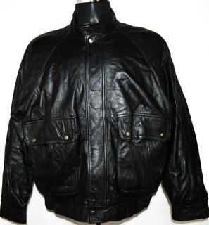 KOŽENÁ pánská černá bunda na zip Marks&Spencer XL