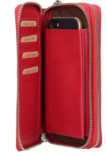 Kožená dvoupenálová peněženka Lagen - červená