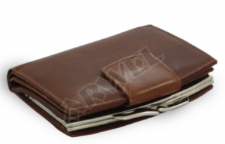 Tmavě hnědá kožená rámová peněženka