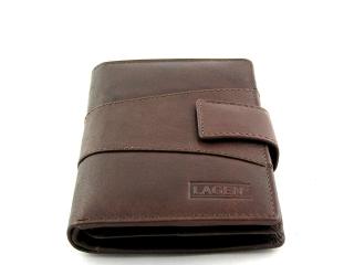Vysoká kožená peněženka Lagen s přezkou - hnědá