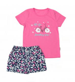 Dětské pyžamo KVĚTINOVÉ KOLO krátký rukáv Velikost: 104, Barva: Růžová