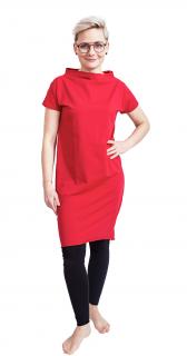 Šaty MUSE krátký rukáv červená XS