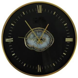Kulaté nástěnné hodiny nerost 45 cm (Černé hodiny na zeď)