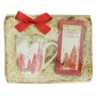 Vánoční dárkový set hrnečku a čaje "Zimní krajina" (Hrnek s čajem ve stejném dekoru)