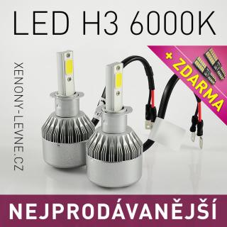 AKCE - C6 LED HEADLIGHT H3 6000K 36W/3800LM 12V/24V (LED žárovka do předních světlometů + ZDARMA LED CAN-BUS PARKOVACÍ ŽÁROVKA 2ks)