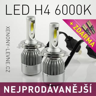 AKCE - C6 LED HEADLIGHT H4 6000K 36W/3800LM 12V/24V (LED žárovka do předních světlometů + ZDARMA LED CAN-BUS PARKOVACÍ ŽÁROVKA 2ks)