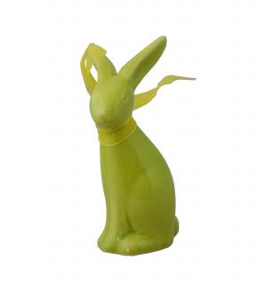 Zajíček velikonoční zelený 9 cm (Dekorační keramická figurka zajíček v zeleném provedení s mašlí. Výška 9 cm.)