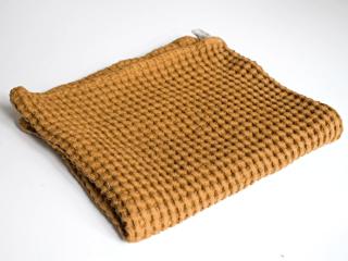 Lněný ručník vaflový okrový - 48% len 50 x 90 cm