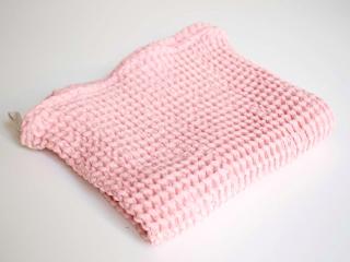 Lněný ručník vaflový růžový - 48% len 45 x 45 cm