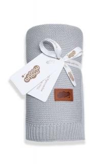 DETEXPOL Pletená deka do kočárku bavlna bambus šedá 80/100 cm