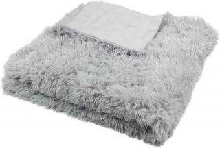 KVALITEX Luxusní deka s dlouhým vlasem světle šedá 100% polyester 150x200 cm