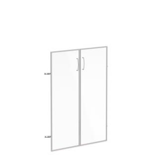 Skleněné dveře v AL rámu, výška 105,2cm, šířka 78,6/118,6cm (Skleněné dveře v hliníkovém rámu pro skříň se 3 policemi)
