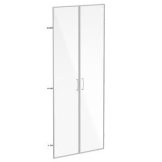 Skleněné dveře v AL rámu, výška 175,4cm, šířka 78,6cm (Skleněné dveře v hliníkovém rámu pro skříň s 5 policemi)