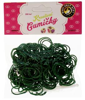 (67) Loom Bands Pletací gumičky tmavě zelené 200ks + háček