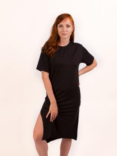 Úpletové dlouhé šaty s rozparkem · Černá Velikost: S