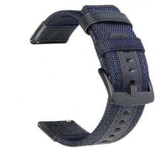 Koženo - nylonový pásek na hodinky - 20mm Barva: Modrá