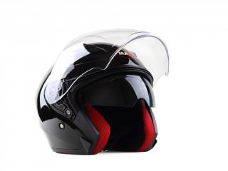 OF 868 3XL extra velká skútrová helma otevřená s plexi a sluneční clonou - černá