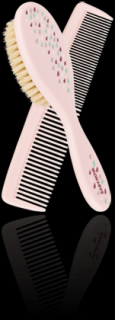 Baby Nova kartáček a hřebínek na vlasy růžový přírodní vlas