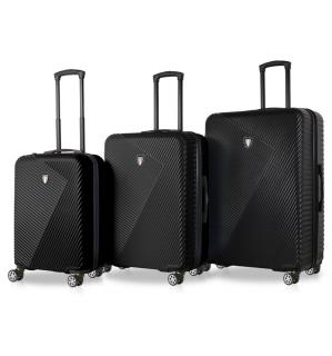 Sada cestovních kufrů TUCCI T-0118/3 ABS - černá 122 l / 79 l + 35% expander / 46 l