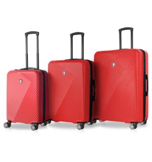 Sada cestovních kufrů TUCCI T-0118/3 ABS - červená 122 l / 79 l + 35% expander / 46 l
