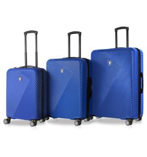 Sada cestovních kufrů TUCCI T-0118/3 ABS - modrá 122 l / 79 l + 35% expander / 46 l
