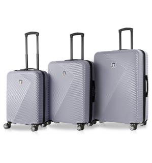 Sada cestovních kufrů TUCCI T-0118/3 ABS - stříbrná 122 l / 79 l + 35% expander / 46 l