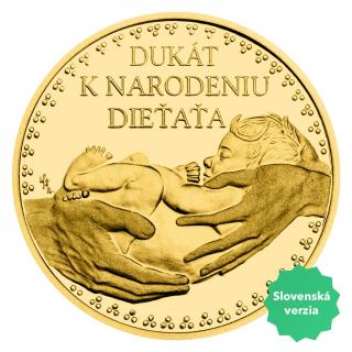 Slovenský zlatý dukát k narození dítěte - s věnováním