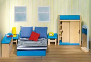 Goki Dřevěný nábytek do domečků - ložnice