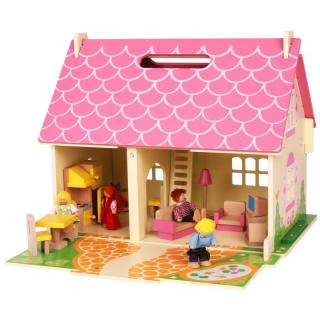 Dřevěný domeček pro panenky přenosný (Dřevěný domeček pro panenky. Dřevěný domeček pro panenky přenosný)