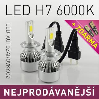 Výprodej - C6 LED headlight H7 6000k 36W/3800lm 12V/24V (Výprodej - LED žárovka do předních světlometů + ZDARMA LED CAN-BUS parkovací žárovka 2ks)