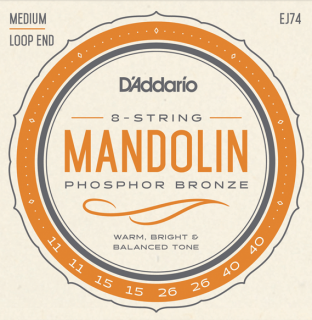 Struny na mandolínu D’ADDARIO EJ74 Medium (Phosphor bronze 11, 11, 15, 15, 26, 26, 40, 40)