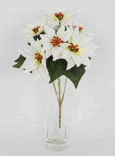 Umělá květina puget bílých vánočních růží poinsécek