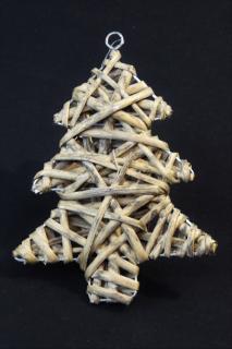 Proutěná ozdoba vánoční stromeček šedý 2 ks - 5x15cm